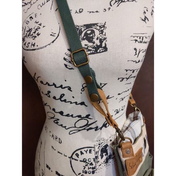 Selina Vaughan Studios Canvas Crossbody Bag Small Seed Sack Beer Bottle Grunge - Picture 4 of 9